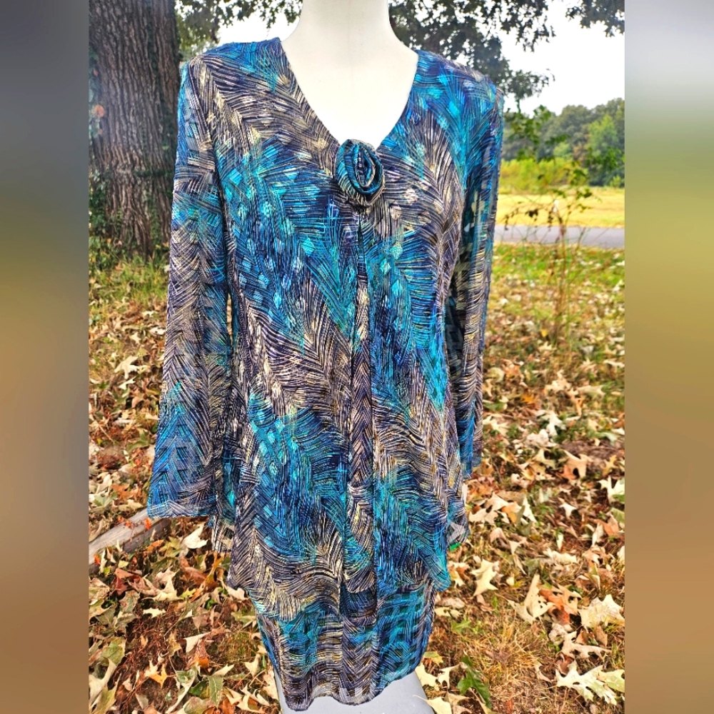 Vintage Patra Peacock Layered Dress